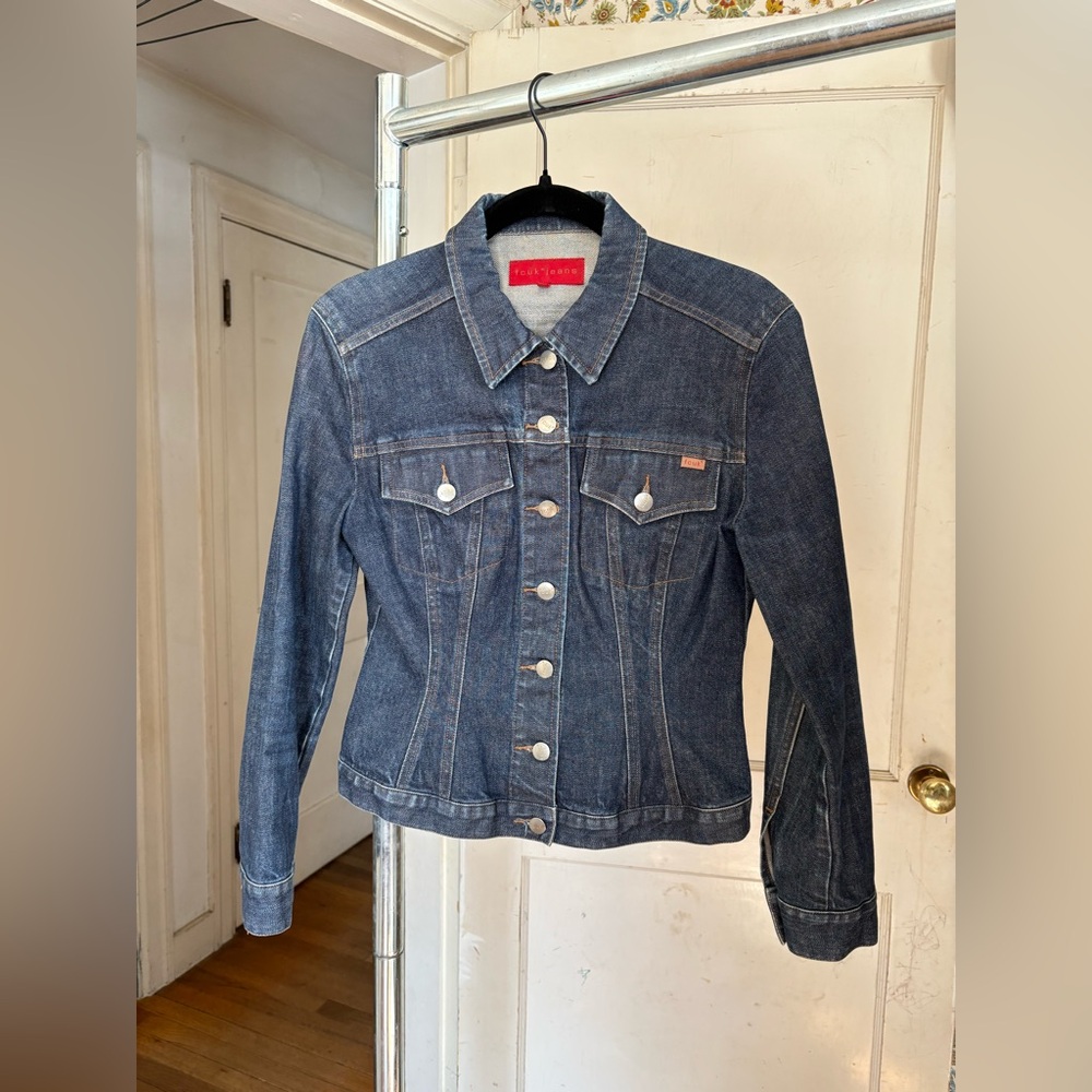 FCUK fitted jean jacket dark small